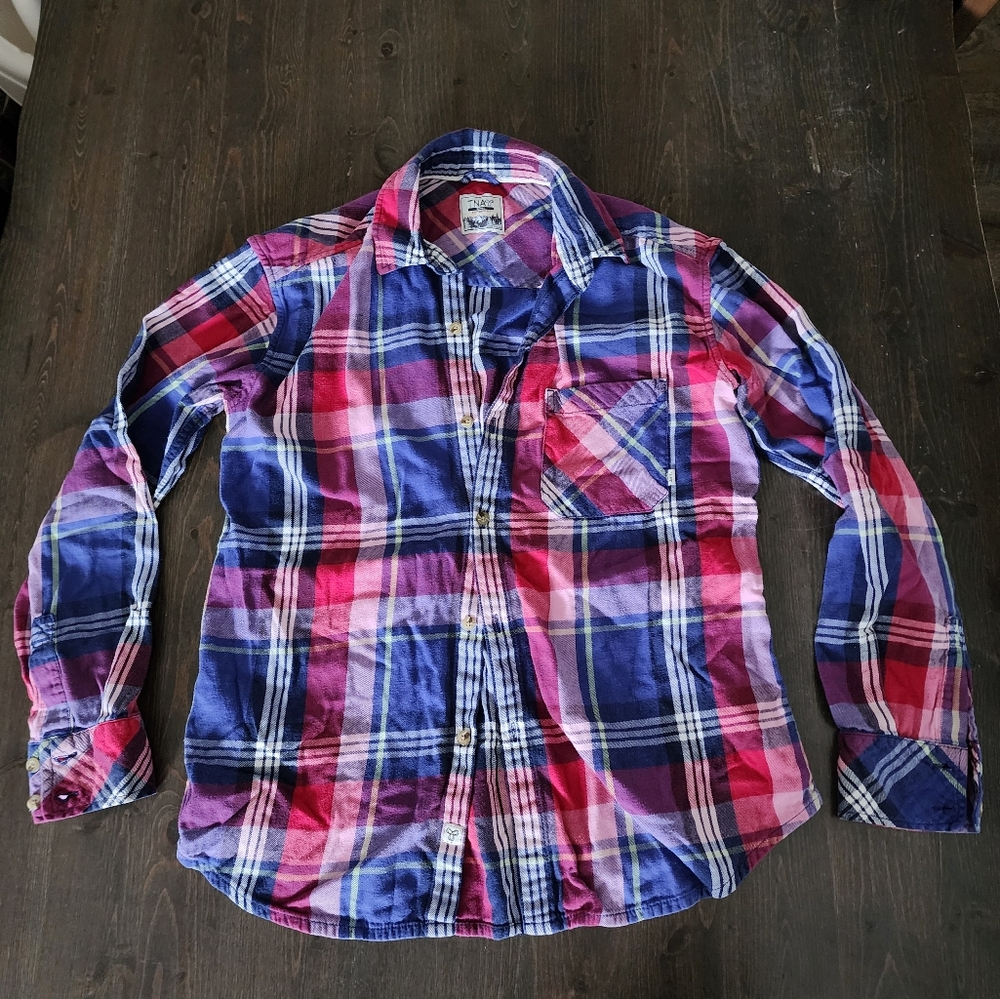 💐2/$25 TNA Boyfriend Fit Plaid Women's Button Down Flannel Shirt